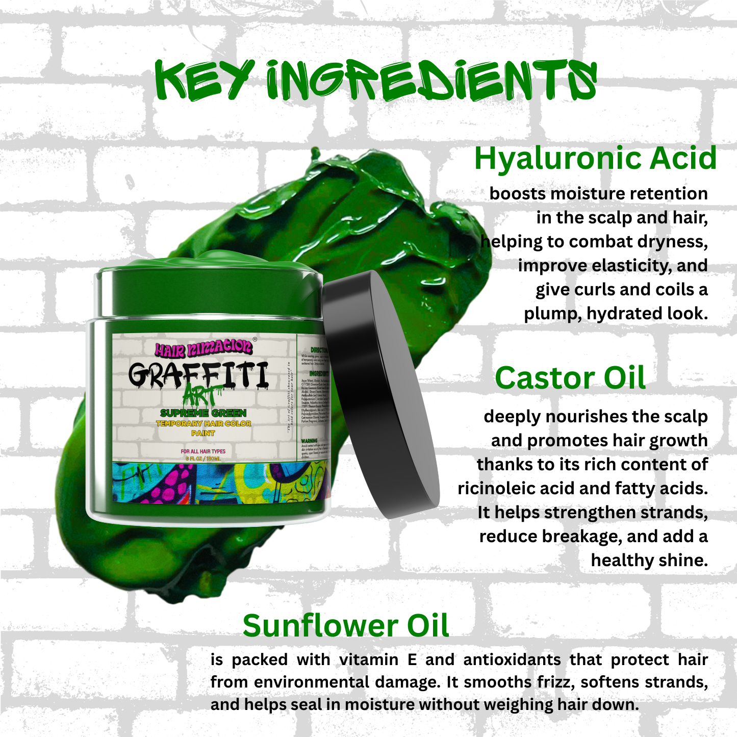 Supreme Green - Graffiti Art Temporary Hair Color Paint (6 oz.)