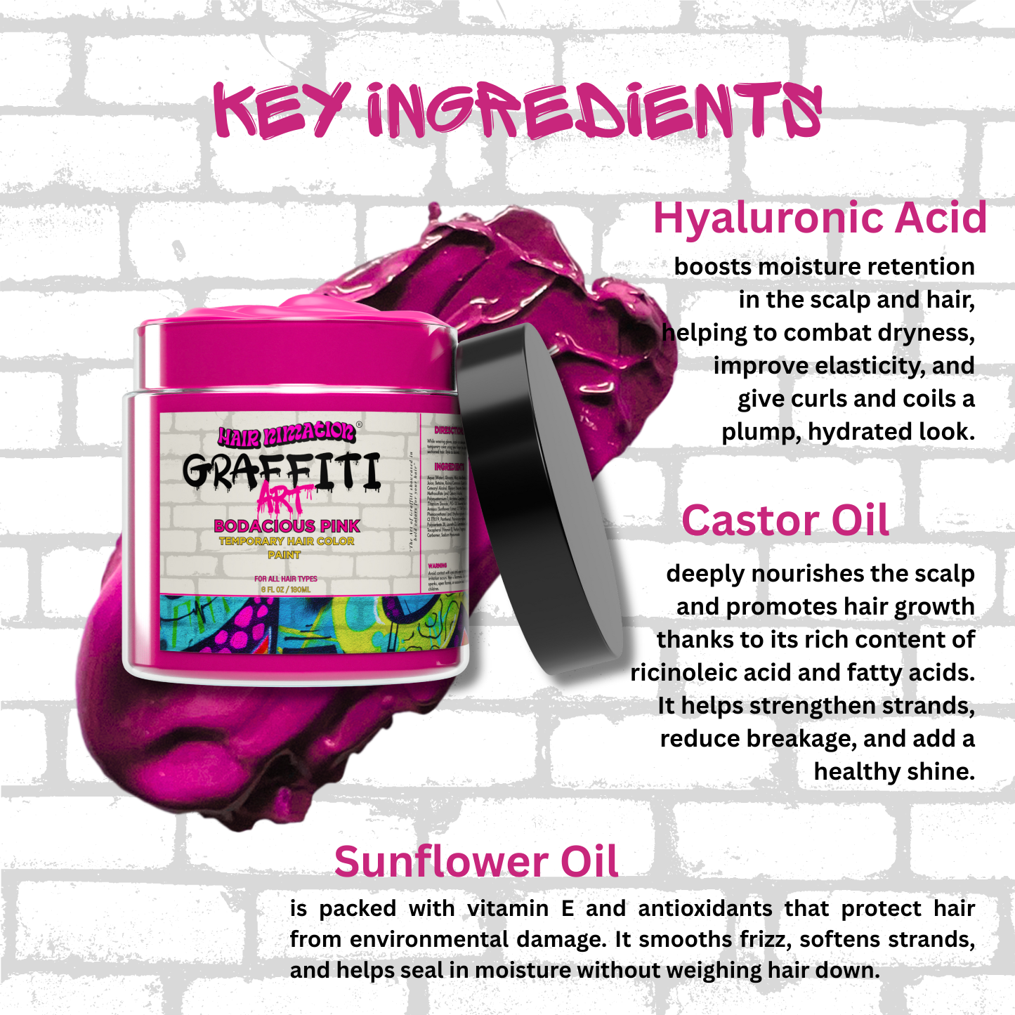 Bodacious Pink - Graffiti Art Temporary Hair Color Paint (6 oz.)
