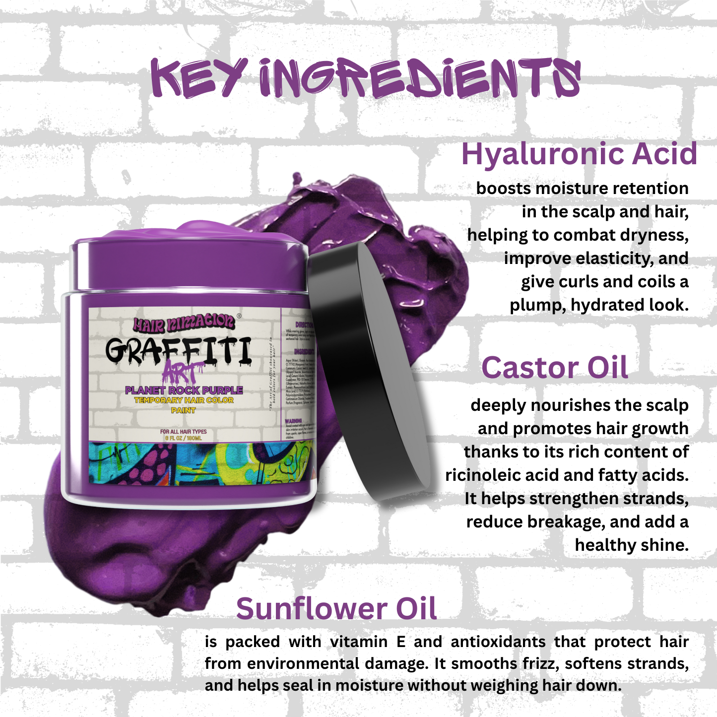 Planet Rock Purple - Graffiti Art Temporary Hair Color Paint (6 oz.)