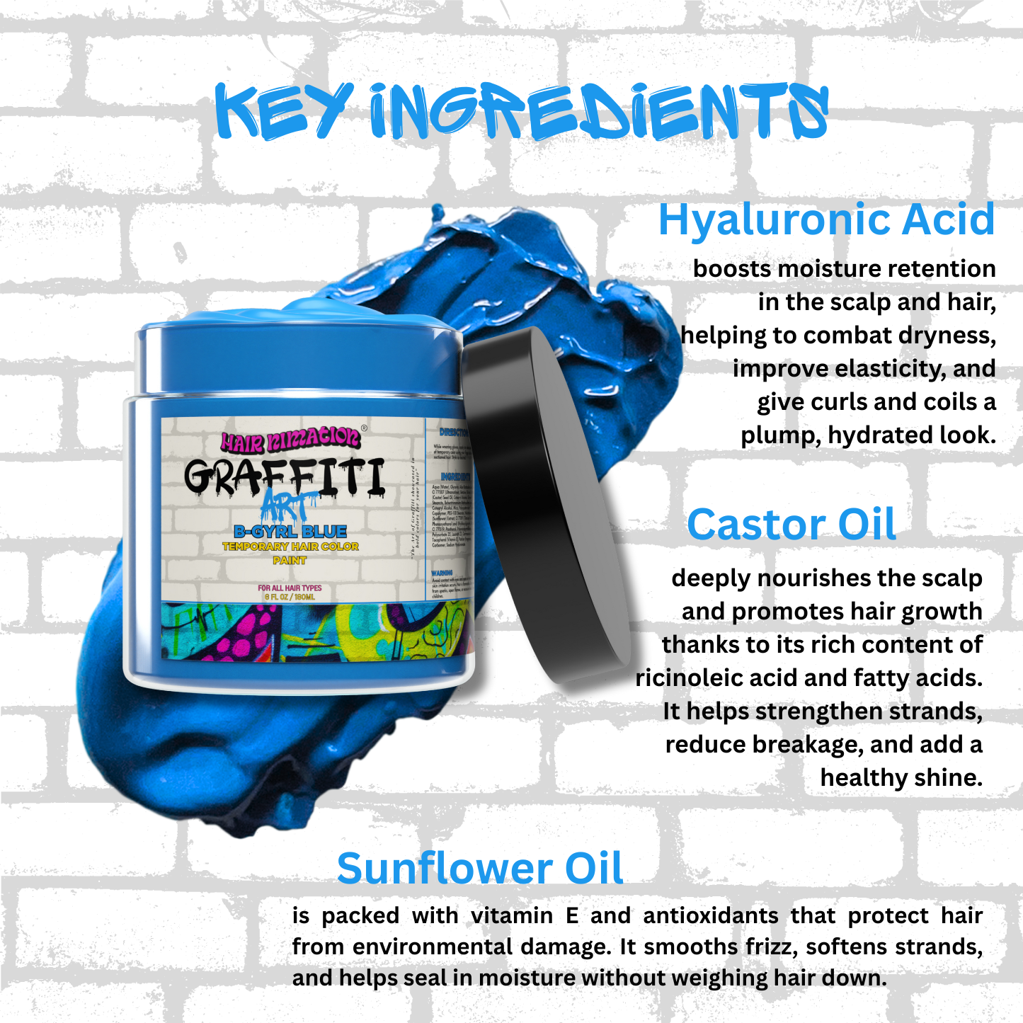 B-GYRL Blue - Graffiti Art Temporary Hair Color Paint (6 oz.)